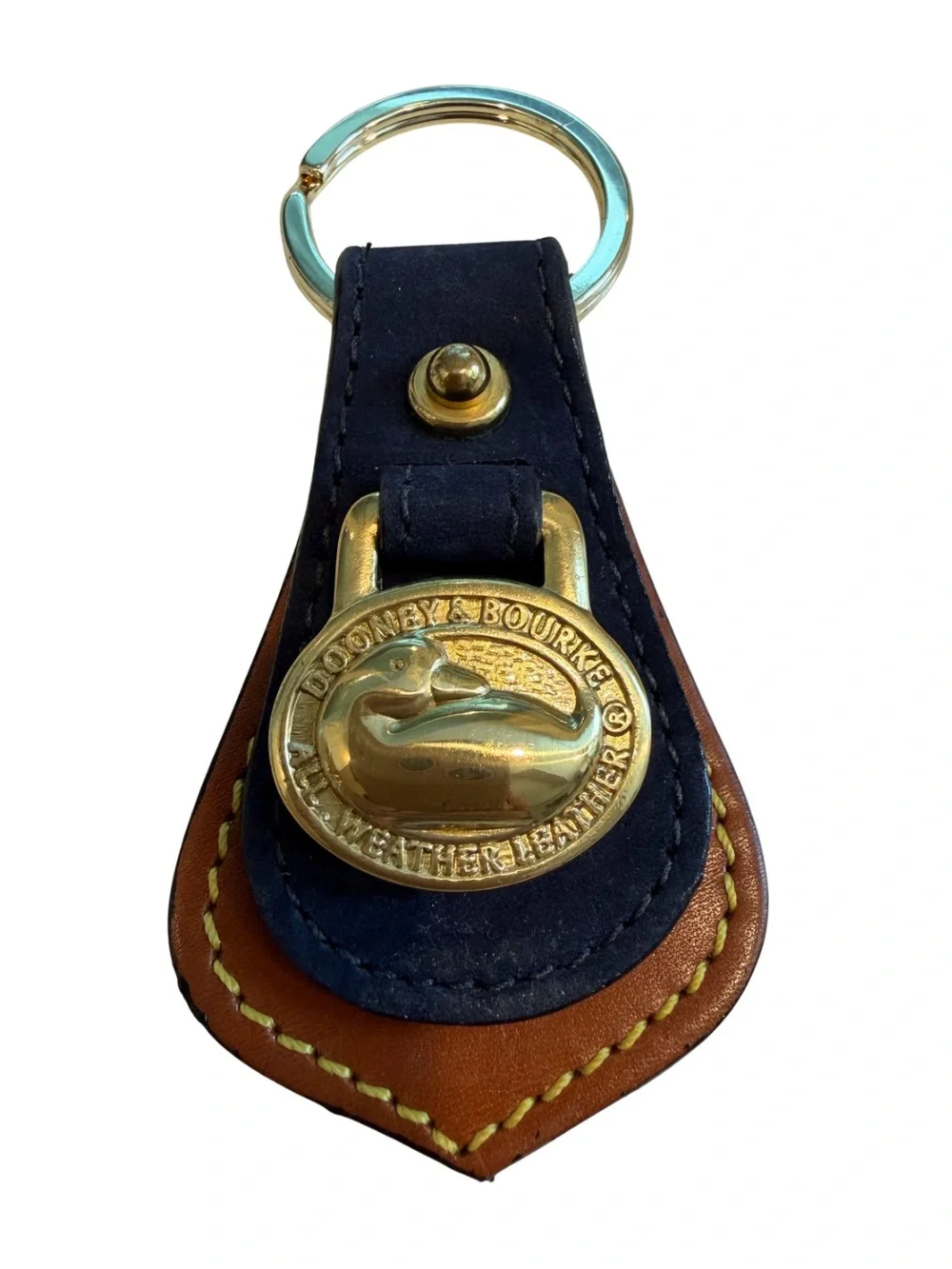 Dooney & Bourke Vintage All Weather Leather brass duck Keychain - Picture 1 of 3
